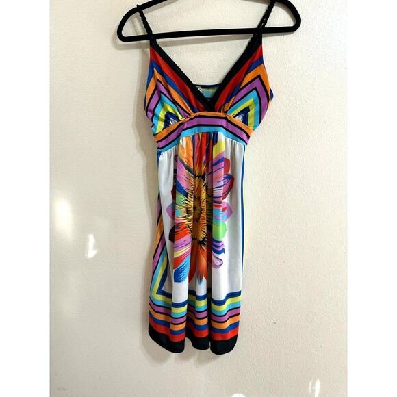 123 BOHO Hippie Junior's Multicolor Sundress Size M Daisy Print - Picture 1 of 4